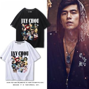 Jaychou Jay Chou Related Short Sleeve T-shirt Mens and Womens Same Q Version Concert Fans Commemorative Pure Cotton Half Sleeve