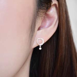 ต่างหูเงินแท้ 925 ประดับเพชร CZ Swiss diamond [ Alice - Allure Jewelry ]