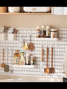 Punch‑Free Pegboard Organizer DIY No Drill Wall Mount Storage Shelf with Hooks & Storage Boxes