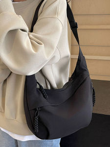 Large Capacity Canvas Tote Bag Womens Folded Single Shoulder Bag Trendy Fashion Crossbody Bag for Students Class Dumpling Bag