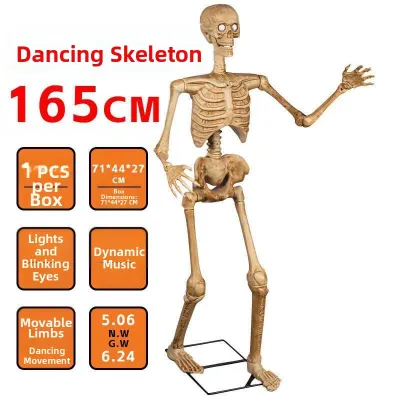 Halloween Realistic Light-Up Sound Activated Dancing Skeleton with Blinking Eyes