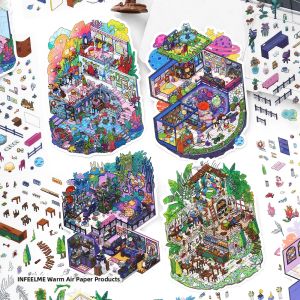 2.5D Large Size Micro Landscape Stickers for Journals
