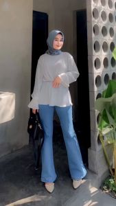 Highwaist Cutbray Jeans Wanita - Celana Panjang Denim Cutbray - Jeans Cutbray viral