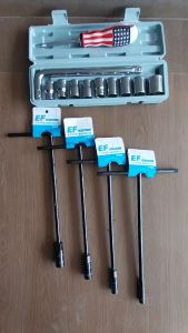 Paket COD Hemat Kunci Set Sok 10 PCS 8-21MM + Kunci T Hitam 4 PCS 8-10-12-14 MM + Drei Obeng Magnet