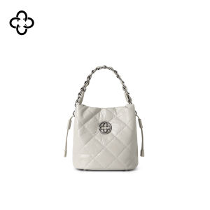 Genuine Leather Quilted Bucket Women Bag Black
