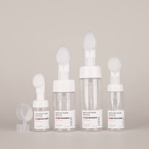 100/200ML Mousse Foaming Bottle with Silicone Brush Pump Portable Facial Cleanser Mousse Foam Bottle Container