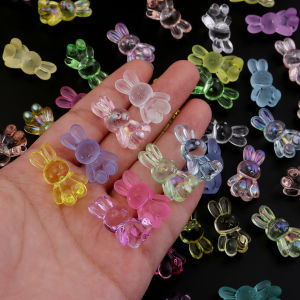 30pcs/lot Acrylic Cartoon Rabbit Beads 24x14mm Colorful Acrylic Charms Beads Loose Spacer Bead For DIY Jewelry Making Bracelet