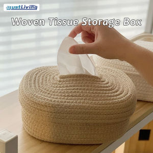 Justliving hộp đựng nhỏ hộp đựng khăn giấy dây cotton Hộp đựng khăn lau hình bầu dục hộp đựng mặt nạ hộp đựng khăn giấy Cotton thích hợp Hộp đựng khăn Kleenex cho phòng ngủ/phòng khách/văn phòng