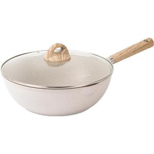 CAROTE | Non-Stick Frying Pan with Mica Stone Material 3L Large Capacity Lightweight Design for Induction and Gas Stoves