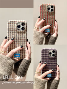 UFULL Autumn Winter Plaid Velvet Phone Case for  17Promax 16Pro New 15 Women 14Pro Creative 13Pro Full Cover Anti-Fall Protection