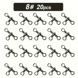 3-Way Fishing Swivel Connectors Tangle-Free T-Shape Crossline Barrel Swivel Rings Fishing Line Connector for Fresh/Salt water