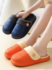 Waterproof Cotton Slippers Mens Autumn and Winter Couple Home Indoor Warm Outdoor Non-Slip Soft Bottom Plus Size Stuffed Slippers Women