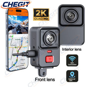 2 Camera Motorcycle DVR 2K HD WiFi & GPS Waterproof IP67 Loop Recording Camera HD Video Recorder Mountain Electric Bicycle Motor