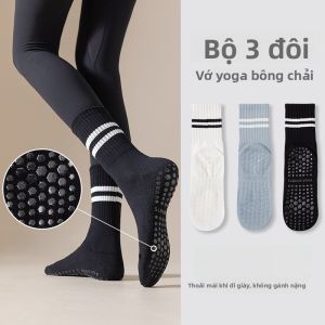 MiiOW | Tất yoga chống trượt bằng silicon thấm hút mồ hôi kháng khuẩn cao co giãn vừa phải cho nữ Tất dài đến bắp chân bằng cotton
