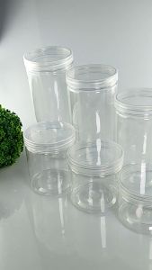 [ขายยกลัง 50 ใบ]กระปุกพลาสติก PET ฝาเกลียว เกรดอาหาร พร้อมฝาโฟมกาว ใส่สินค้า ขนม คุกกี้ 5 ขนาด