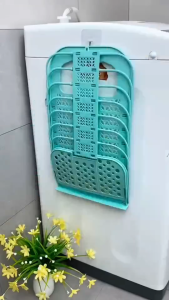 No Punch Wall‑Hanging Laundry Basket Foldable Plastic Dirty Clothes Storage Basket For Bathroom Household