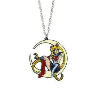 Bandai | Ngọt Ngào Anime Kim Loại Tráng Men Mặt Trăng Vòng Cổ Cho Bé Gái Hoạt Hình Huy Hiệu Mặt Dây Chuyền Cosplay Phụ Kiện Sáng Tạo Trang Sức Dành Cho Người Hâm Mộ