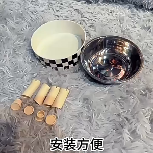Meilovmao Pet Elevated Bowl Stainless Steel High Feet Removable Anti-Slip Neck Protection Feeding Bowl for Cats Dogs