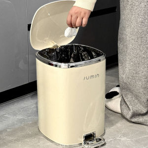 ถังขยะแบบถูด้วยเท้าขนาดใหญ่พร้อมฝาปิดสำหรับห้องน้ำและห้องครัว ถังขยะกระดาษสำหรับใช้ในบ้าน ถังขยะแบบปิดฝาป้องกันกลิ่น
