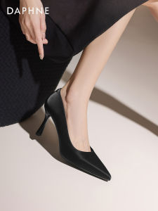 Daphne | Black Heel Fine Toe Pumps