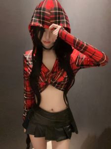 Short Kpop Dancing Top Jazz Female DJ Scratch Zumba Dancewear Adult Black Red Performance Clothes for Womens Group
