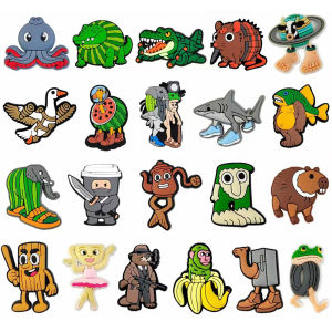 Hot Toys | 21-100pcs Italian Brainrot Funny Shoes Charms Bubble Slides Clog Sandals Shoe Accessories Decoration Buckle for Kids Party Gifts