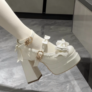 Giày Cao Gót Đế Xuồng Phong Cách Lolita Đầu Tròn Họa Tiết Bướm Ngọt Ngào Cho Nữ Mùa Hè 2026 Giày Đơn Đế Xuồng Mũi Tròn