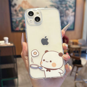 เคสโทรศัพท์ซิลิโคนใส Apple 16Promax 15 14Plus คู่รัก 13 12Mini น่ารัก 11 ไฮเอนด์ 17 ซิลิโคน XR ป้องกันเต็มจอ Se