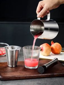 PDM Premium 304 Stainless Steel Mojito Cocktail Muddler with Cup and Strainer Lemon Crushing Hammer Ice Mashed Tools 压汁器