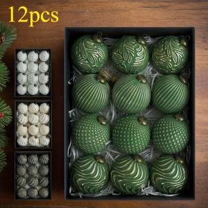 12 pieces of retro-style Christmas ball set decoration 8cm gold green gold and black retro farm-style pendant especially sui