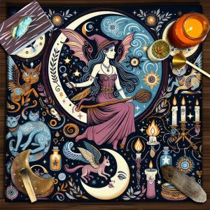 Nữ Thần Mặt Trăng Đen Tarot Bàn Thờ Vải Hoa Bói Toán Thảm Cho Wicca Phù Thủy Tâm Linh Huyền Bí Trang Trí Có Thể Giặt Bằng Máy Phong Cách Hiện Đại Khăn Trải Bàn