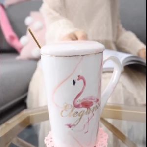 Hàng sẵn Bộ Cốc Ly Cặp Hình Hồng Hạc Hồng Kèm Hộp Qùa Và Thìa Mạ Vàng Set Cốc Ly Cặp Hồng Hạc Món Qùa Xuân Qúy Mão