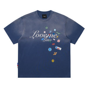 Áo Thun Tay Ngắn in Hình LoveMeLater Phong Cách Mỹ Cổ Điển Thường Ngày Mùa Hè Thoáng Khí Cotton Dáng Rộng Thoải Mái