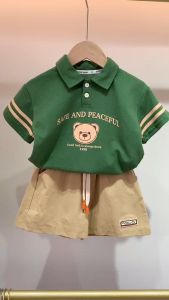 tampan Polo kaos +celana pendek setelan anak laki laki fashion imut jas baju bayi import 0-5 tahun Kualitas Tinggi