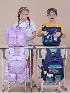 【Free gifts】2026 Multi pocket Waterproof Children School Bags For Girls Boys Kids Backpack Orthopedic Backpack schoolbag Primary School backpack Book Bag