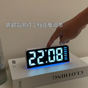 Led Large Character Digital Clock Ambient Light / Adjustable Brightness Multifunctional Digital Alarm Clock