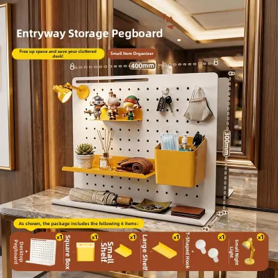 WEINIMEI | Magnetic Metal Desktop Organizational Pegboard No Drilling Required