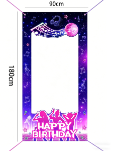 Neon Happy Birthday Banner Couplet Porch Backdrop Music Theme Party Decor & Photo Props for Girls Birthday Party Favors