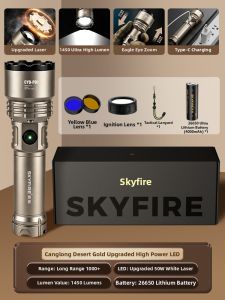 SKY FIRE | Super Bright High-Power Rechargeable Long-Lasting Flashlight