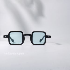 แว่นกันแดดกรอบสีดำทรงสี่เหลี่ยมมีเอกลักษณ์เฉพาะสไตล์วินเทจ UV400ป้องกันรังสียูวีพร้อมกรอบแว่นสายตาสั้น