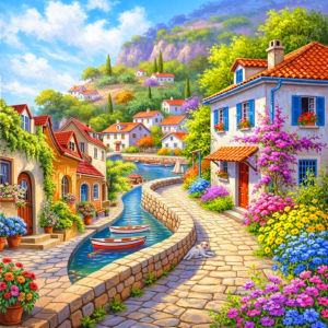 Huacan 5D DIY Diamond Painting Spring Town Mountain Diamond Embroidery Landscape New Collection Decorative Paintings
