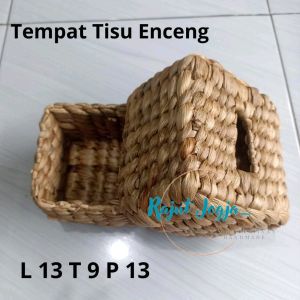 Tempat Tissue Enceng Gondok Natural 13x9x13 cm - Kotak Tisu Persegi
