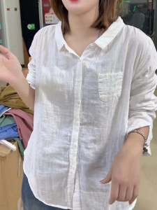 Simple Style Long Sleeve Shirt Womens Pure Color Layering Design Casual Fashion Big Size Top Commute Loose Fit Button Detail