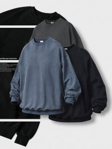 เสื้อฮู้ดคอกลมแขนยาวลำลองสำหรับผู้ชาย ทรงหลวม ฤดูใบไม้ร่วง ใหม่ มาใหม่ เสื้อคลุมกันหนาวแบบสวมหัว สไตล์หวาน แฟชั่นฤดูใบไม้ร่วง