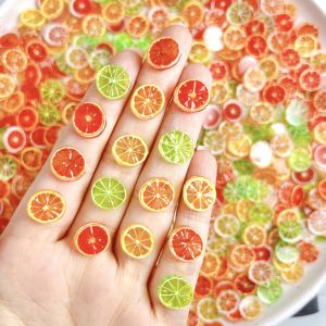 50PCS Ice Transparent Simulated Grapefruit Lemon Slices Nail Art Decorations Colorful Orange Flakes Fruit Series Nail Charms DIY