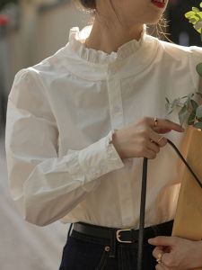 LIRUSHAN | Lace-trimmed White Shirt Summer New Chinese Style