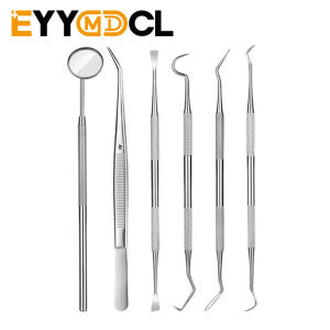 3/6PCS Dental Stainless Steel Tool Set Mirrors Oral Scope Tweezers Double Probe Sickle Dentist Oral Teeth Cleaning Tool Kit