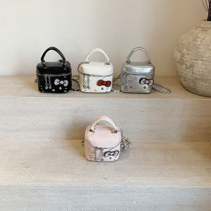 กระเป๋าสะพายข้างรูปแมว Adorable Cat Bucket Chain Crossbody Bag สำหรับเด็กผู้หญิง กระเป๋าสะพายข้างแบบลำลองสำหรับเด็กผู้หญิง