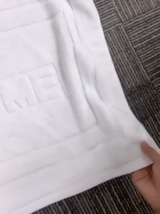 (10PCS)ผ้าเช็ดเท้าโรงแรม ผ้าฝ้าย100% 45x70cm เกรดโรงแรม ราคาส่ง ลาย Welcome พรมเช็ดเท้า ห้องน้ำ 8 ปอนด์ คุณภาพสูง