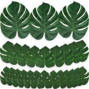 10pcs Hawaii Artificial Palm Leaf Turtle Back Leaf Jungle Beach Theme Party Flower Arrangement Mat Accessories Cup Mat
